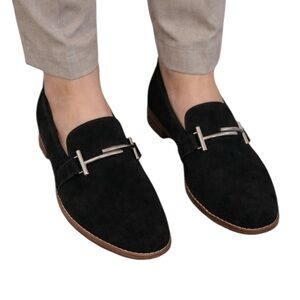 Franco Sarto Harlow Horesbit Loafers Women's Size 8 Black Suede             
J